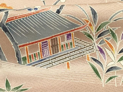 平和屋着物■上質な小紋 松竹梅風景文 暈し染め 正絹 逸品 AABG1443sx