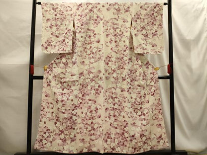平和屋着物■上質な小紋 舞花文 銀彩 鬼しぼ縮緬 正絹 逸品 AABG1447sx