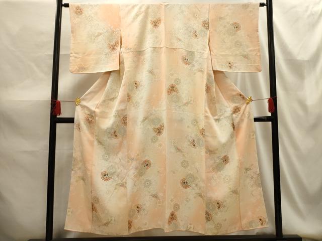 平和屋着物■上質な小紋 花蝶文 暈し染め 正絹 逸品 AABG1453sx
