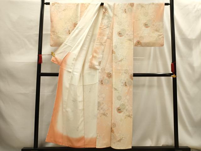 平和屋着物■上質な小紋 花蝶文 暈し染め 正絹 逸品 AABG1453sx
