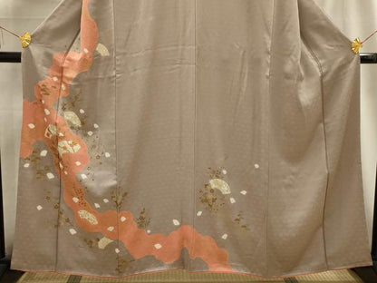 平和屋着物■訪問着 刺繍 流水扇面花文 金糸 金彩 正絹 逸品 AABG1454sx