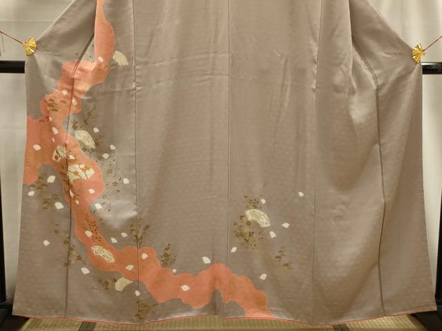 平和屋着物■訪問着 刺繍 流水扇面花文 金糸 金彩 正絹 逸品 AABG1454sx