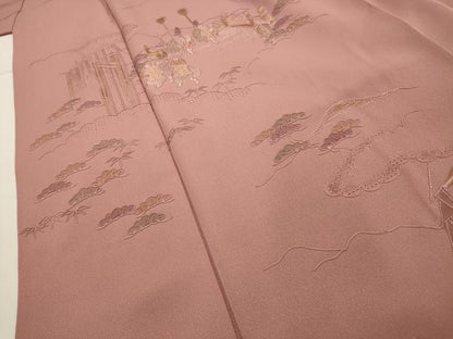 平和屋着物■中国三大刺繍 スワトウ刺繍 汕頭刺繍 訪問着 人物風景文 正絹 逸品 AABG1459sx