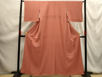 平和屋着物■上質な色無地 紋意匠 甚三紅色 正絹 逸品 AABG1464sx