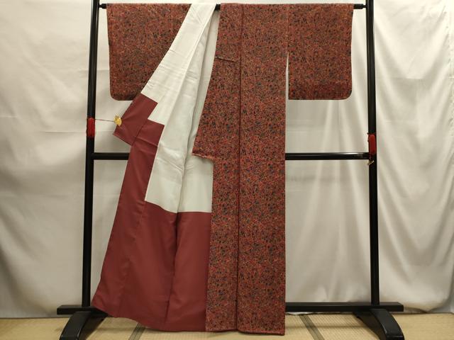 平和屋着物■上質な小紋 更紗花文 正絹 逸品 AABG1472sx
