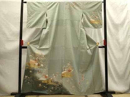平和屋着物■訪問着 松竹梅霞花文 暈し染め 金銀彩 正絹 逸品 AABG1474sx