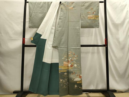 平和屋着物■訪問着 松竹梅霞花文 暈し染め 金銀彩 正絹 逸品 AABG1474sx