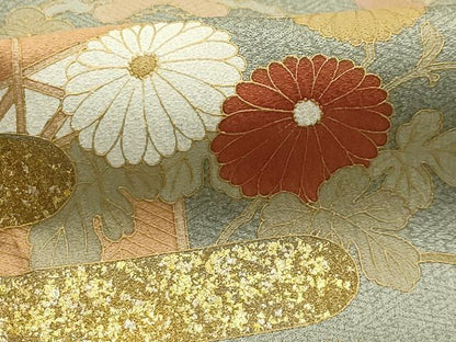 平和屋着物■訪問着 松竹梅霞花文 暈し染め 金銀彩 正絹 逸品 AABG1474sx