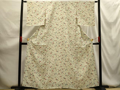 平和屋着物■上質な小紋 草花文 正絹 逸品 AABG1475sx