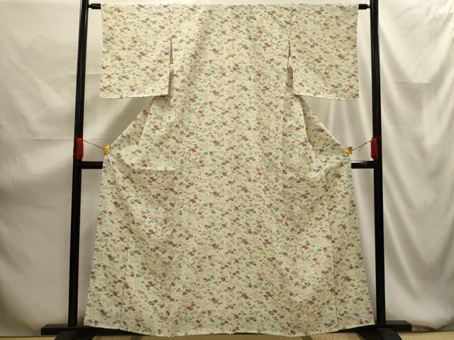 平和屋着物■上質な小紋 草花文 正絹 逸品 AABG1475sx