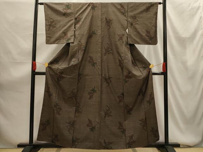 平和屋着物■本場大島紬 7マルキ 草花文 正絹 逸品 AABG1478sx