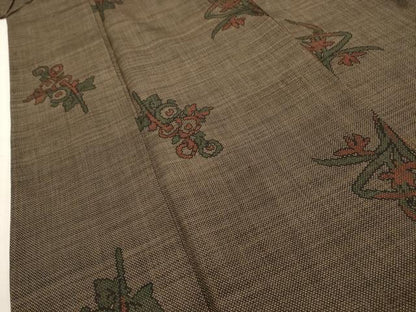 平和屋着物■本場大島紬 7マルキ 草花文 正絹 逸品 AABG1478sx