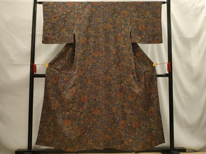 平和屋着物■上質な小紋 更紗花文 正絹 逸品 AABG1480sx