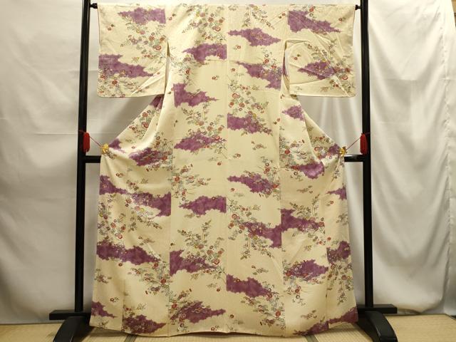 平和屋着物■上質な小紋 草花文 正絹 逸品 AABG1484sx