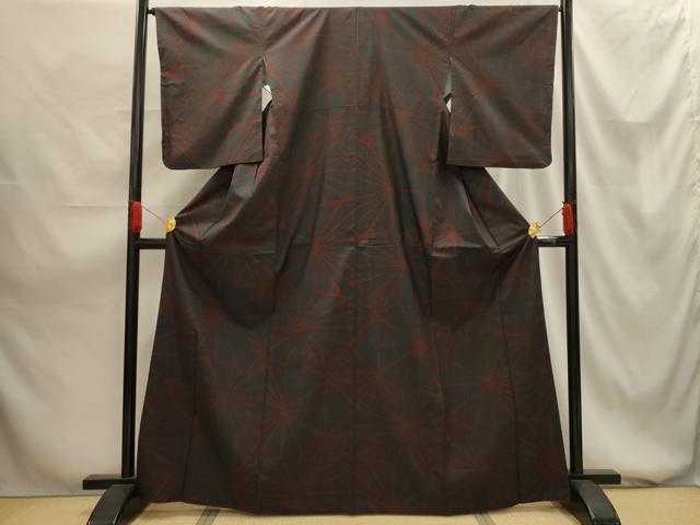 平和屋着物■本場大島紬　7マルキ　幾何学文　正絹　逸品　AABG1487sx