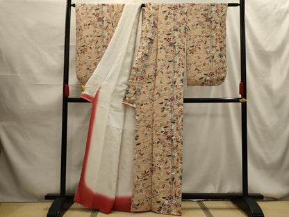 平和屋着物■上質な小紋 絞り 舞花文 金彩 正絹 逸品 AABG1492sx