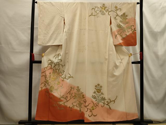 平和屋着物■訪問着 花唐草文 暈し染め 金糸 金彩 正絹 逸品 AABG1494sx