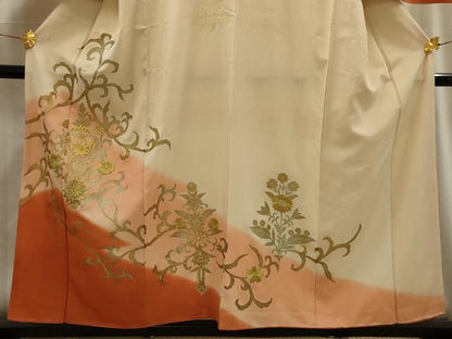 平和屋着物■訪問着 花唐草文 暈し染め 金糸 金彩 正絹 逸品 AABG1494sx