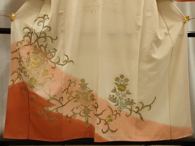 平和屋着物■訪問着 花唐草文 暈し染め 金糸 金彩 正絹 逸品 AABG1494sx