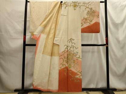 平和屋着物■訪問着 花唐草文 暈し染め 金糸 金彩 正絹 逸品 AABG1494sx