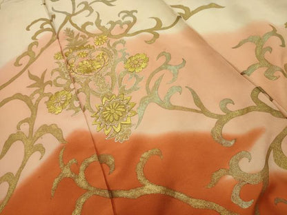 平和屋着物■訪問着 花唐草文 暈し染め 金糸 金彩 正絹 逸品 AABG1494sx