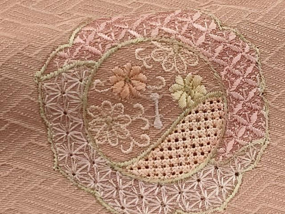 平和屋着物■中国三大刺繍　スワトウ刺繍　汕頭刺繍　訪問着　花鏡裏文　反端付き　正絹　逸品　AABG1501sx
