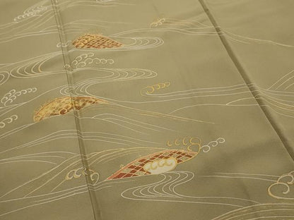 平和屋着物■豪華色留袖 刺繍 流水籬文 金糸 金彩 正絹 逸品 AABG1510sx