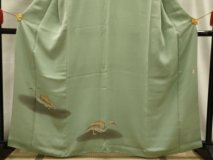 平和屋着物●青山みとも　訪問着　作家物　花鳥文　暈し染め　正絹　逸品　AABG1512sx