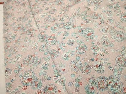 平和屋着物■上質な小紋 花陶器文 正絹 逸品 AABG1519sx