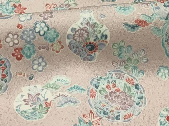 平和屋着物■上質な小紋 花陶器文 正絹 逸品 AABG1519sx
