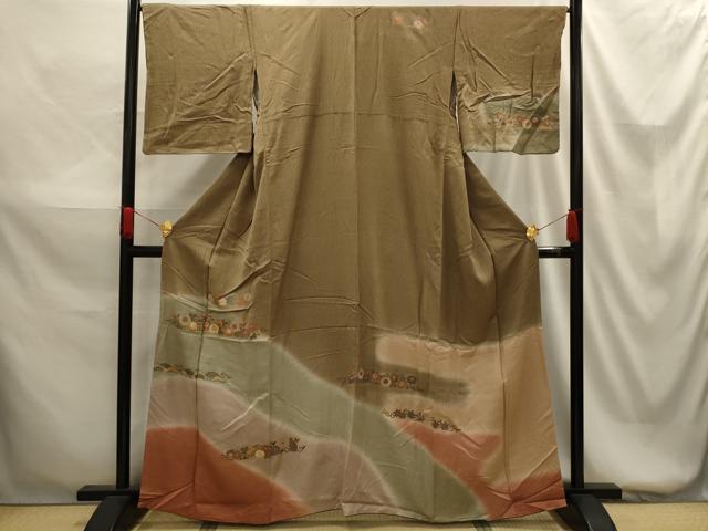 平和屋着物■訪問着 刺繍 霞花唐草文 暈し染め 金糸 正絹 逸品 AABG1523sx