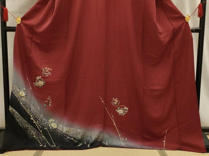 平和屋着物■訪問着　雪輪花文　暈し染め　金銀彩　正絹　逸品　AABG1525sx