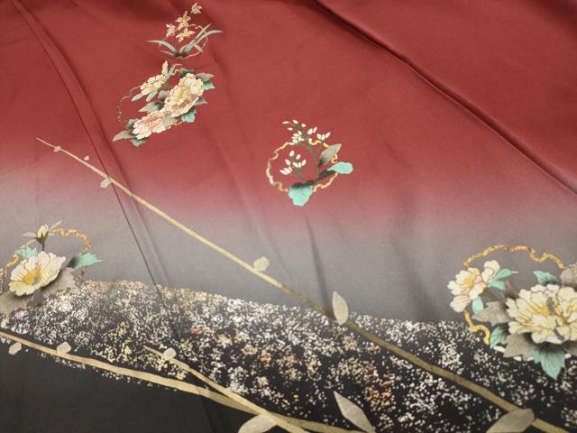 平和屋着物■訪問着　雪輪花文　暈し染め　金銀彩　正絹　逸品　AABG1525sx
