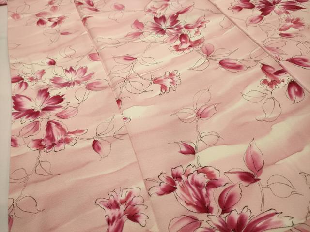 平和屋着物■上質な小紋 手描き 枝花文 正絹 逸品 AABG1535sx
