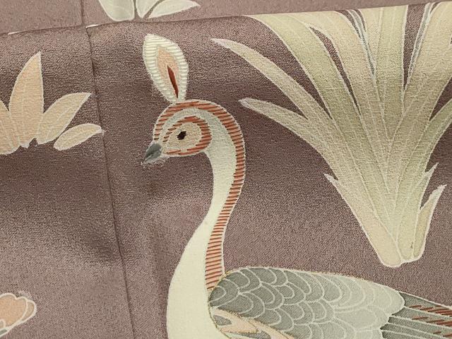 平和屋着物■訪問着 刺繍 孔雀花文 金彩 正絹 逸品 AABG1537sx