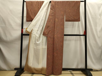 平和屋着物■上質な小紋 花唐草文 正絹 逸品 AABG1542sx