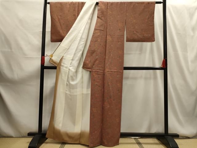 平和屋着物■上質な小紋 花唐草文 正絹 逸品 AABG1542sx
