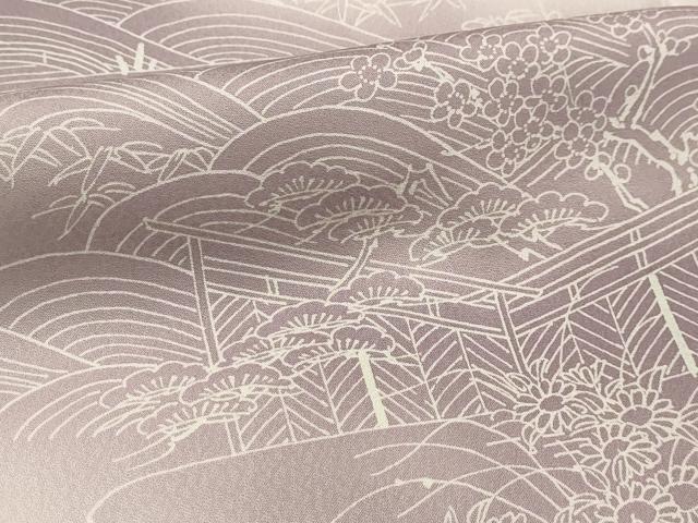 平和屋着物■訪問着 松竹梅立波風景文 暈し染め 正絹 逸品 AABG1546sx