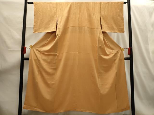 平和屋着物■上質な色無地 紋意匠 杏色 正絹 逸品 AABG1548sx