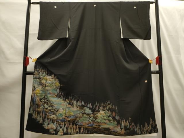 平和屋着物■豪華黒留袖　作家物　風景文　金銀彩　正絹　逸品　AABG1552sx