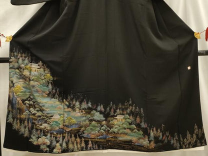 平和屋着物■豪華黒留袖　作家物　風景文　金銀彩　正絹　逸品　AABG1552sx
