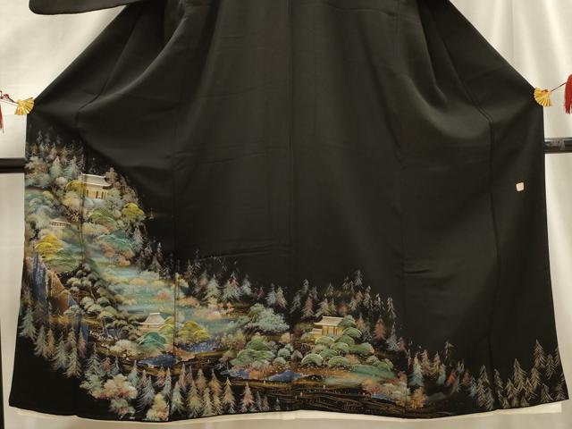 平和屋着物■豪華黒留袖　作家物　風景文　金銀彩　正絹　逸品　AABG1552sx