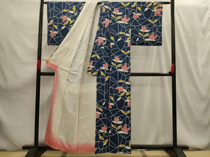 平和屋着物■上質な小紋 草花文 正絹 逸品 AABG1561sx