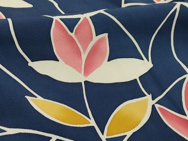 平和屋着物■上質な小紋 草花文 正絹 逸品 AABG1561sx