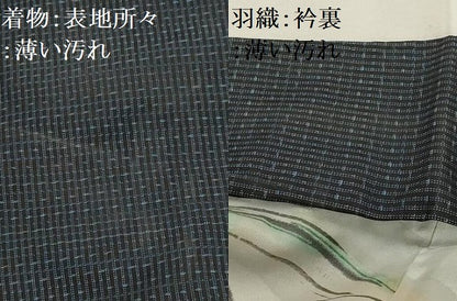 平和屋着物■男性 本場大島紬 アンサンブル 間道 正絹 逸品 AABG1563sx