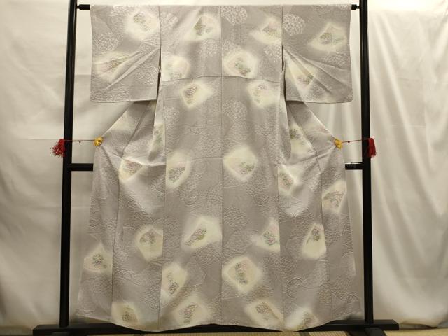 平和屋着物■上質な小紋 地紋起こし 雪輪花文 暈し染め 正絹 逸品 AABG1564sx