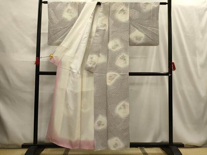 平和屋着物■上質な小紋 地紋起こし 雪輪花文 暈し染め 正絹 逸品 AABG1564sx