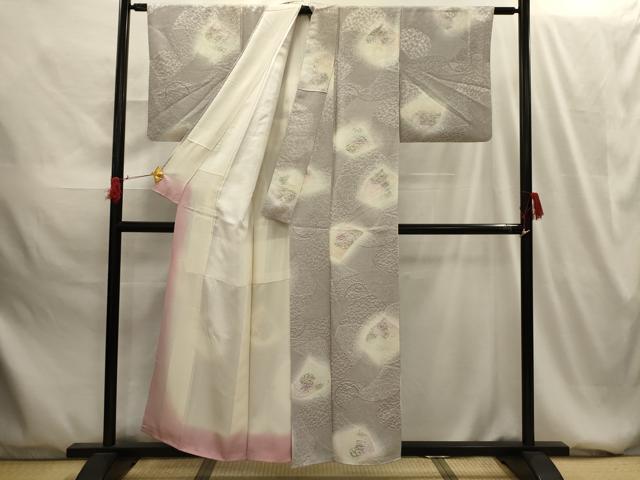 平和屋着物■上質な小紋 地紋起こし 雪輪花文 暈し染め 正絹 逸品 AABG1564sx