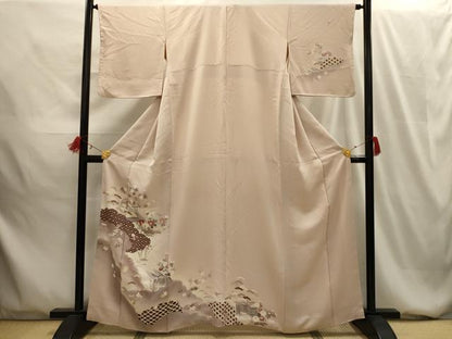 平和屋着物■訪問着 松竹梅風景文 暈し染め 銀彩 正絹 逸品 AABG1567sx