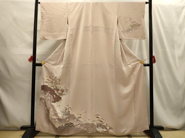 平和屋着物■訪問着 松竹梅風景文 暈し染め 銀彩 正絹 逸品 AABG1567sx